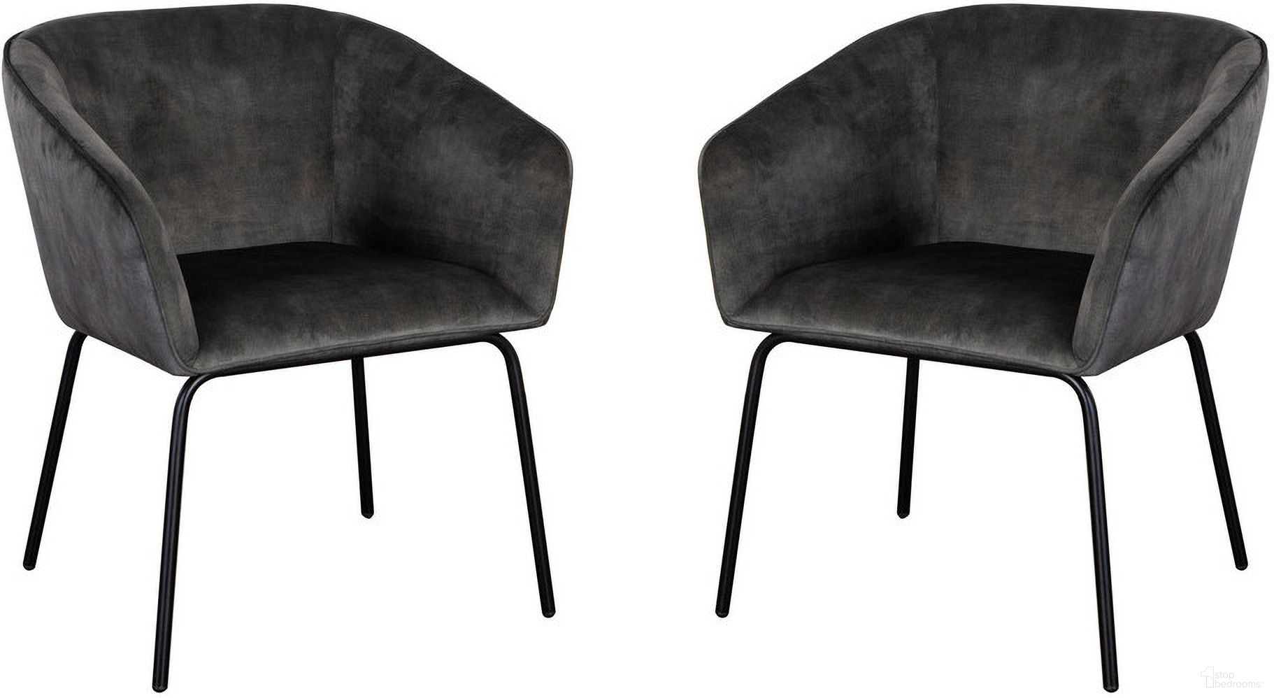 The appearance of Avery Dining Chairs Set Of 2 In Textured Grey Velvet With Black Metal Leg designed by Diamond Sofa in the modern / contemporary interior design. This grey piece of furniture was selected by 1StopBedrooms from Avery Collection to add a touch of cosiness and style into your home. Sku: AVERYDCGR2PK. Material: Fabric. Chair Type: Arm Chair.