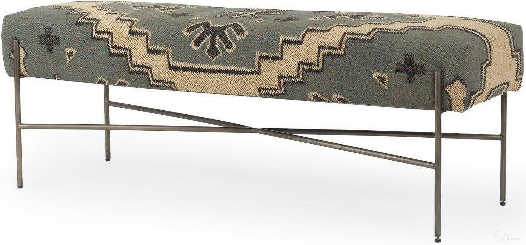 Avery I Multi Colored Upholstered Patterned Seat Accent Bench