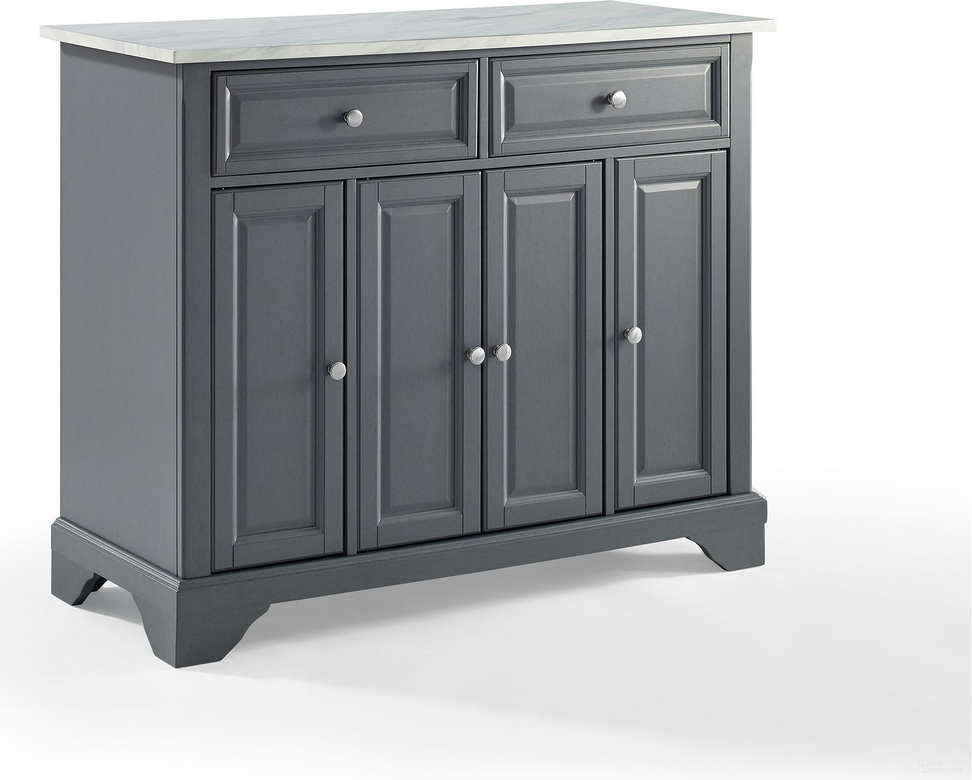 Avery Kitchen Island In Distressed Gray and White Marble