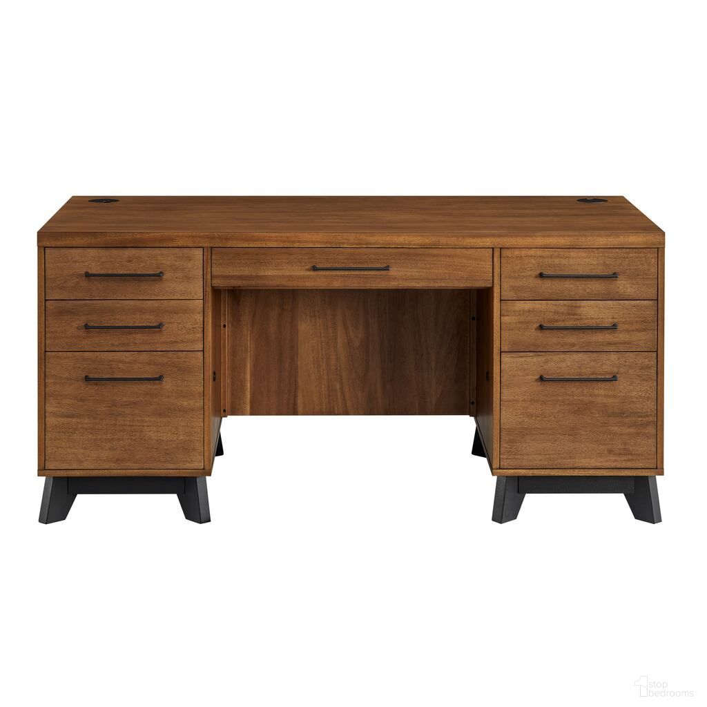 The appearance of Avery Wood Double Pedestal Executive Desk In Rich Medium Brown designed by Martin Furniture in the modern / contemporary interior design. This rich medium brown piece of furniture was selected by 1StopBedrooms from Avery Collection to add a touch of cosiness and style into your home. Sku: IMAV640. Material: Solid Hardwood.