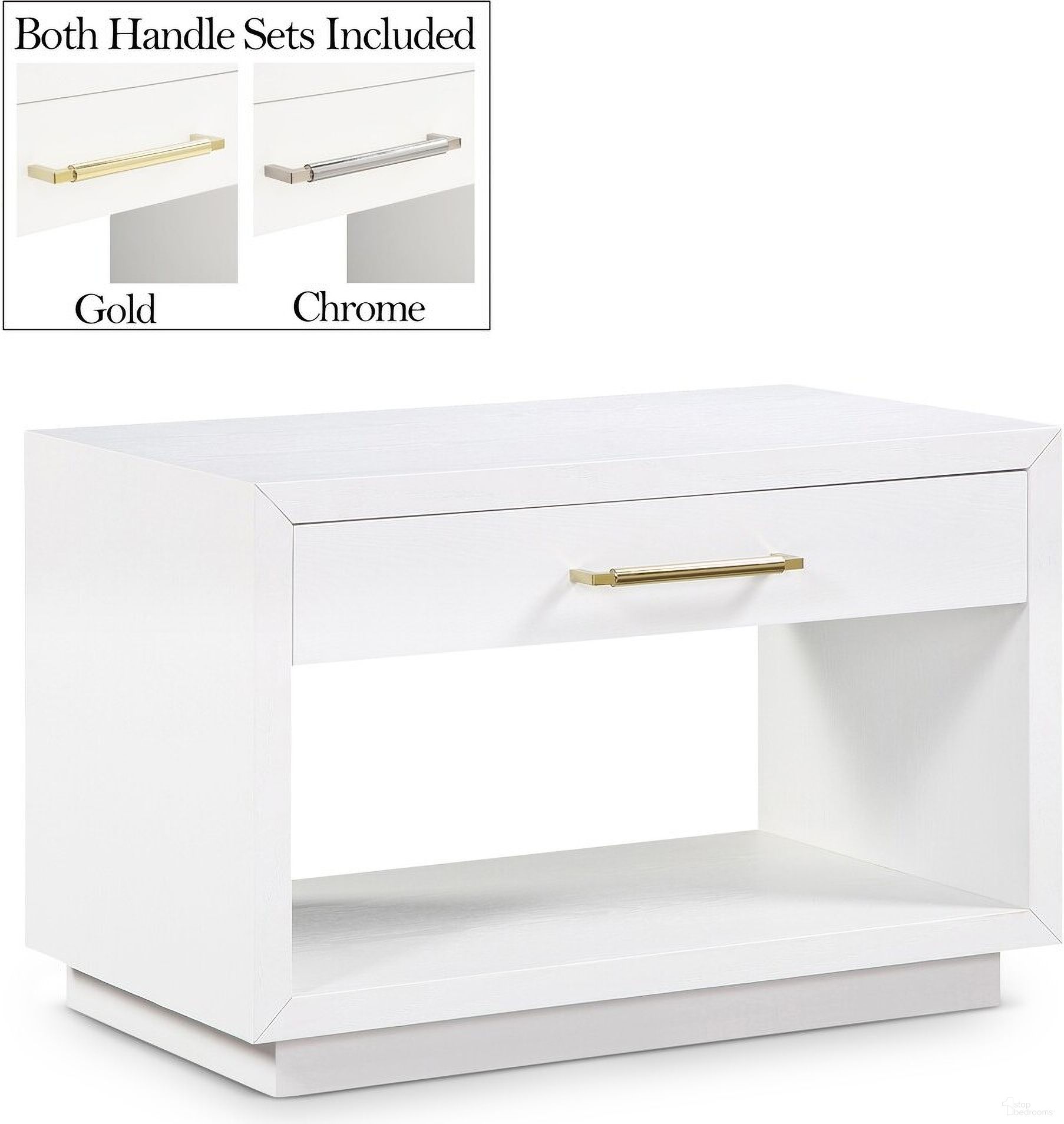 The appearance of Avery Wood Veneer Night Stand In White designed by Meridian in the modern / contemporary interior design. This white piece of furniture was selected by 1StopBedrooms from Avery Collection to add a touch of cosiness and style into your home. Sku: 872White-NS. Material: MDF.