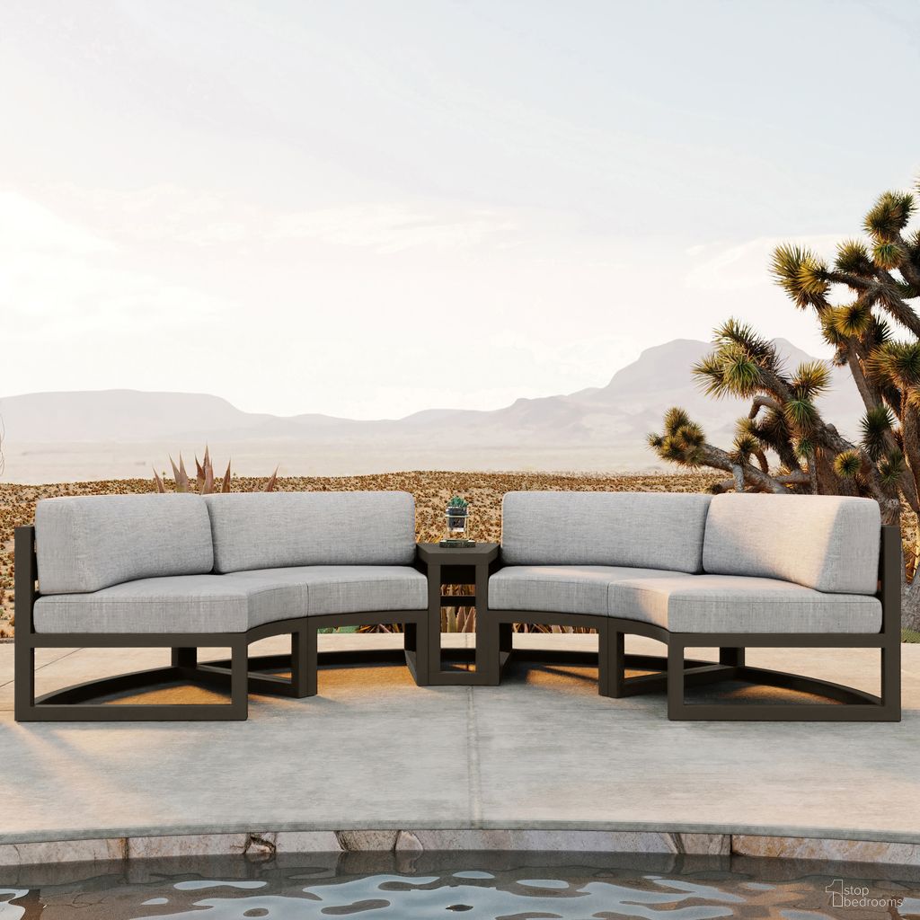 Avion 3 Piece Curve Sectional Set In Cast Silver and Slate