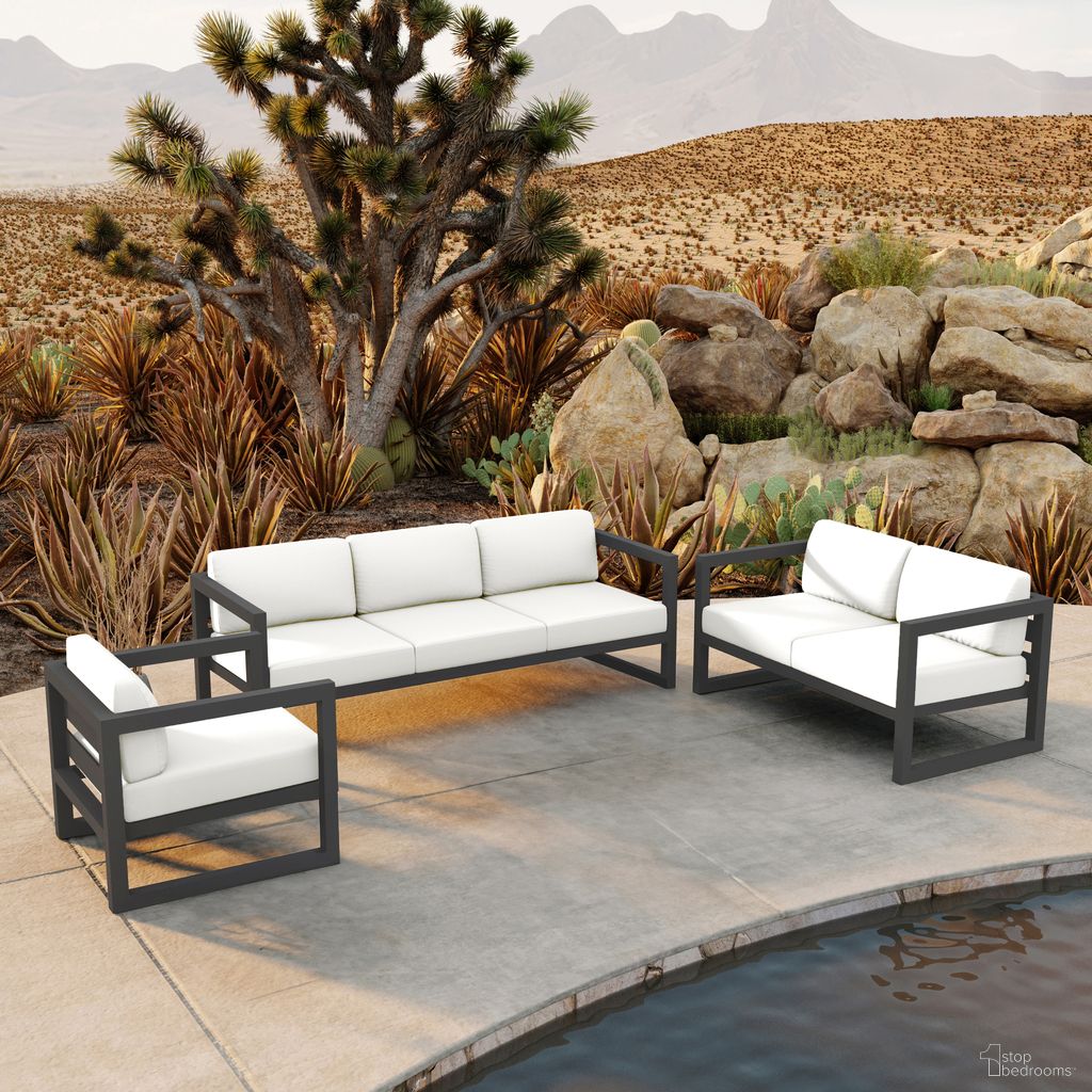 The appearance of Avion 3 Piece Sofa Loveseat Set In Canvas Natural and Slate designed by Harmonia Living in the transitional interior design. This canvas natural/slate piece of furniture was selected by 1StopBedrooms from Avion Collection to add a touch of cosiness and style into your home. Sku: HL-AVN-SL-3SLSS-CN. Material: Aluminum.
