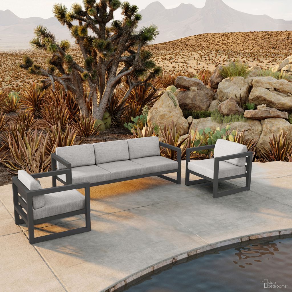 The appearance of Avion 3 Piece Sofa Set In Cast Silver and Slate designed by Harmonia Living in the transitional interior design. This cast silver/slate piece of furniture was selected by 1StopBedrooms from Avion Collection to add a touch of cosiness and style into your home. Sku: AVN-SL-SET141-CS. Material: Aluminum.