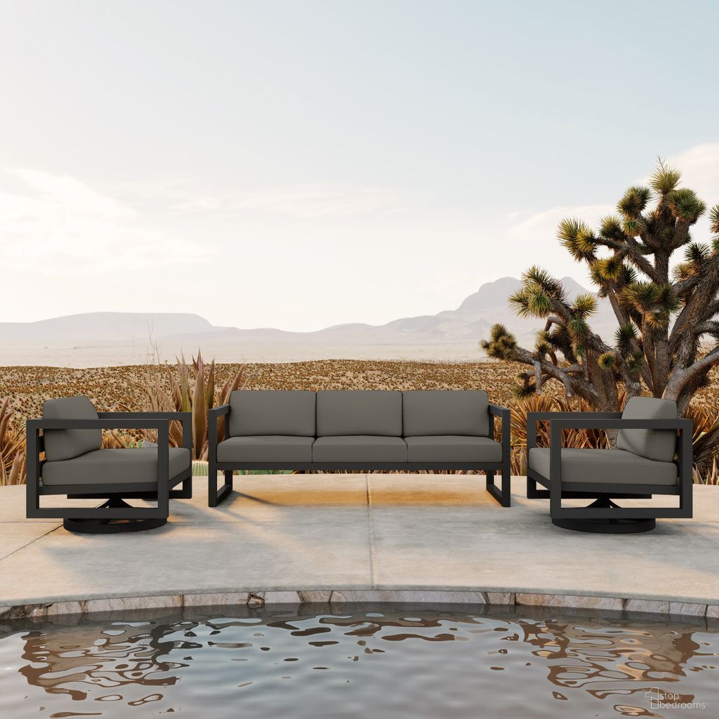 Avion 3 Piece Sofa Set with Swivel In Canvas Charcoal and Slate