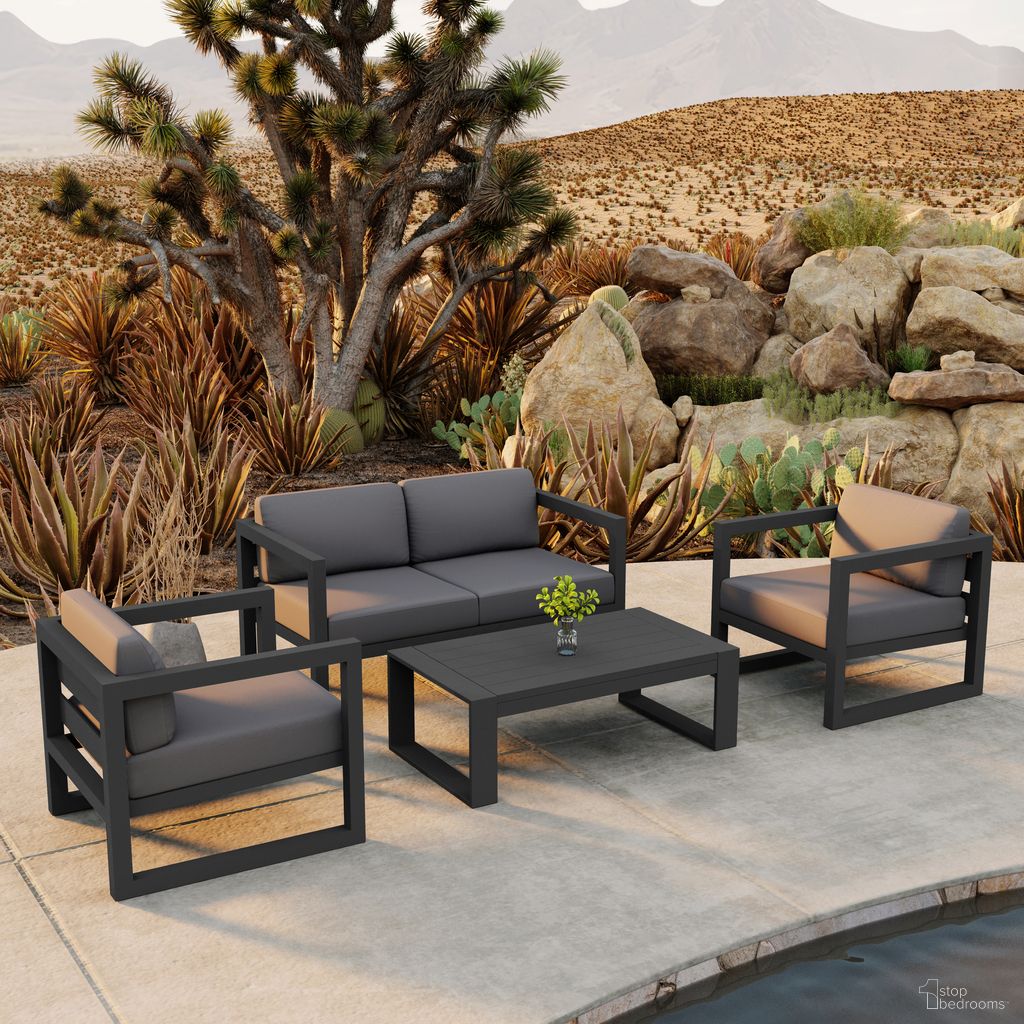 Avion 4 Piece Loveseat Set In Canvas Charcoal and Slate