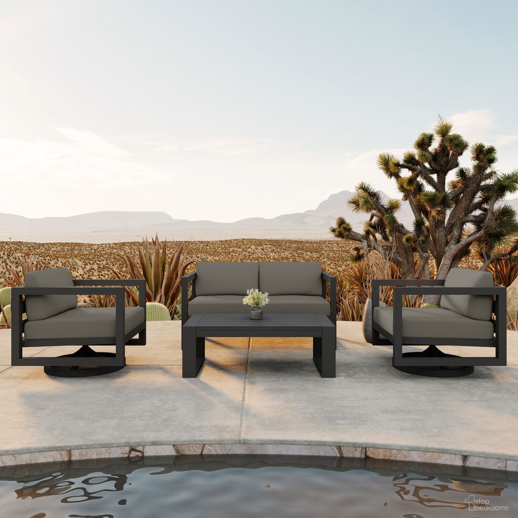 Avion 4 Piece Loveseat Set with Swivel In Canvas Charcoal and Slate