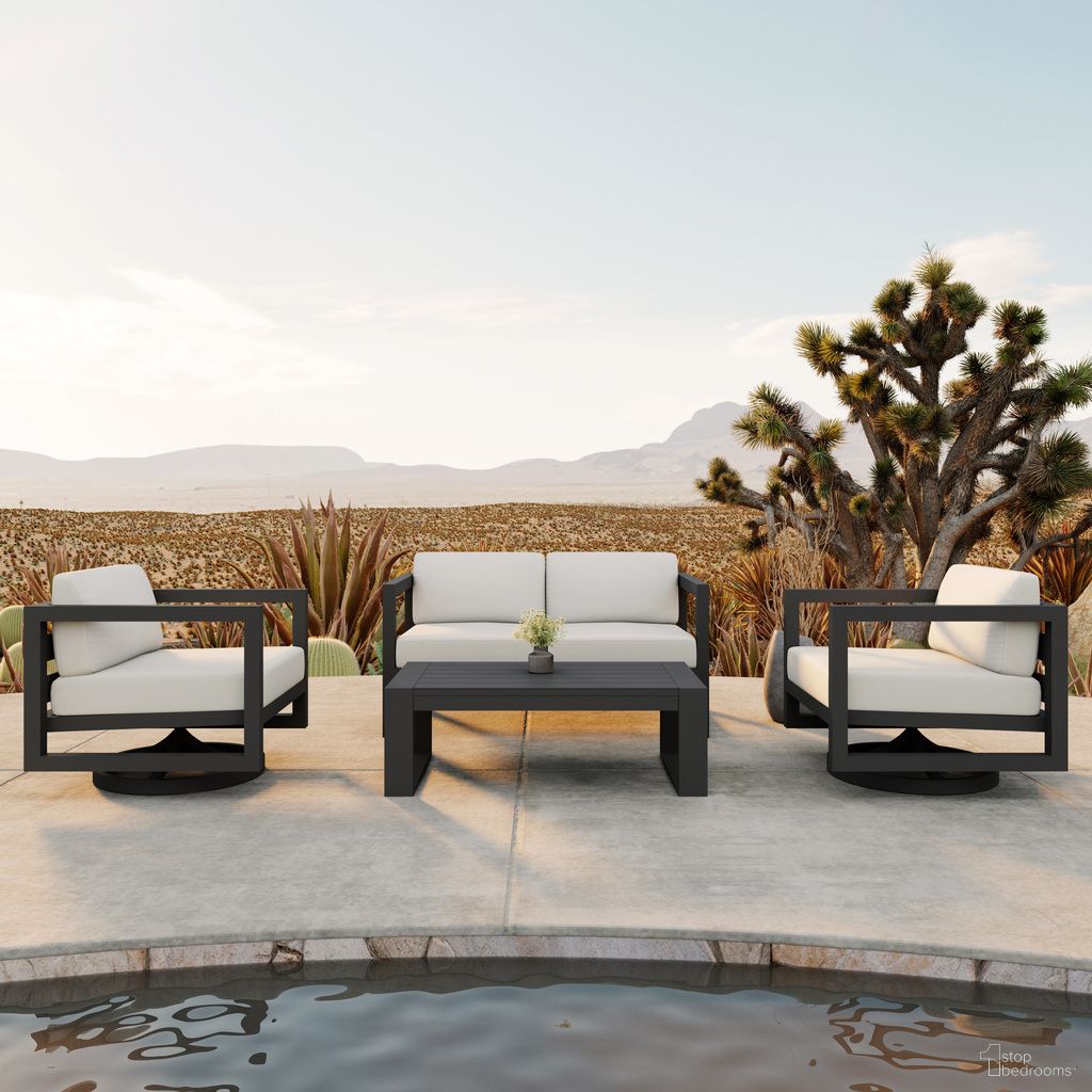 The appearance of Avion 4 Piece Loveseat Set with Swivel In Canvas Natural and Slate designed by Harmonia Living in the transitional interior design. This canvas natural/slate piece of furniture was selected by 1StopBedrooms from Avion Collection to add a touch of cosiness and style into your home. Sku: AVN-SL-SET122-CN. Material: Aluminum.
