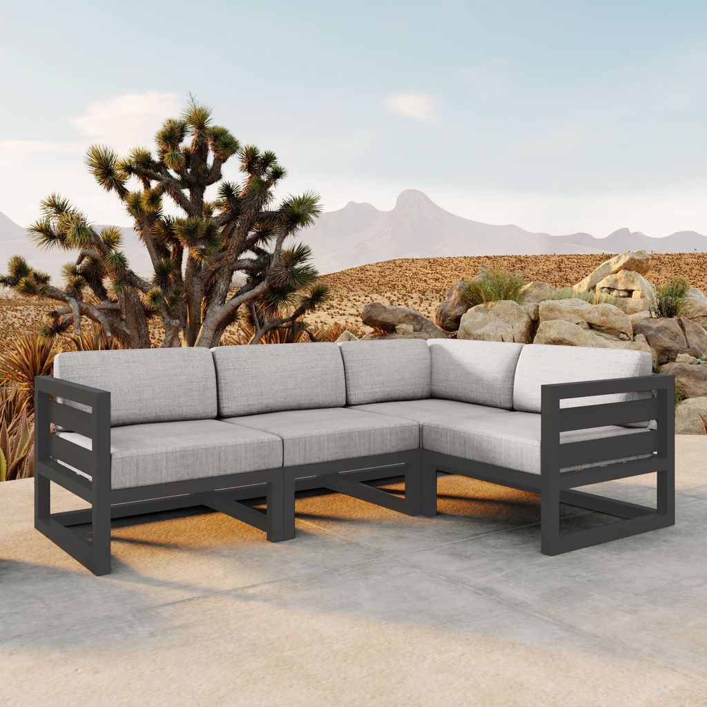 Avion 4 Piece Sectional Set In Cast Silver and Slate