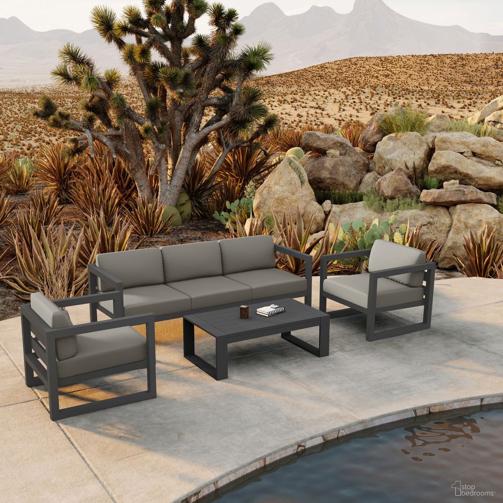 The appearance of Avion 4 Piece Sofa Set In Canvas Charcoal and Slate designed by Harmonia Living in the transitional interior design. This canvas charcoal/slate piece of furniture was selected by 1StopBedrooms from Avion Collection to add a touch of cosiness and style into your home. Sku: AVN-SL-SET135-CC. Material: Aluminum.