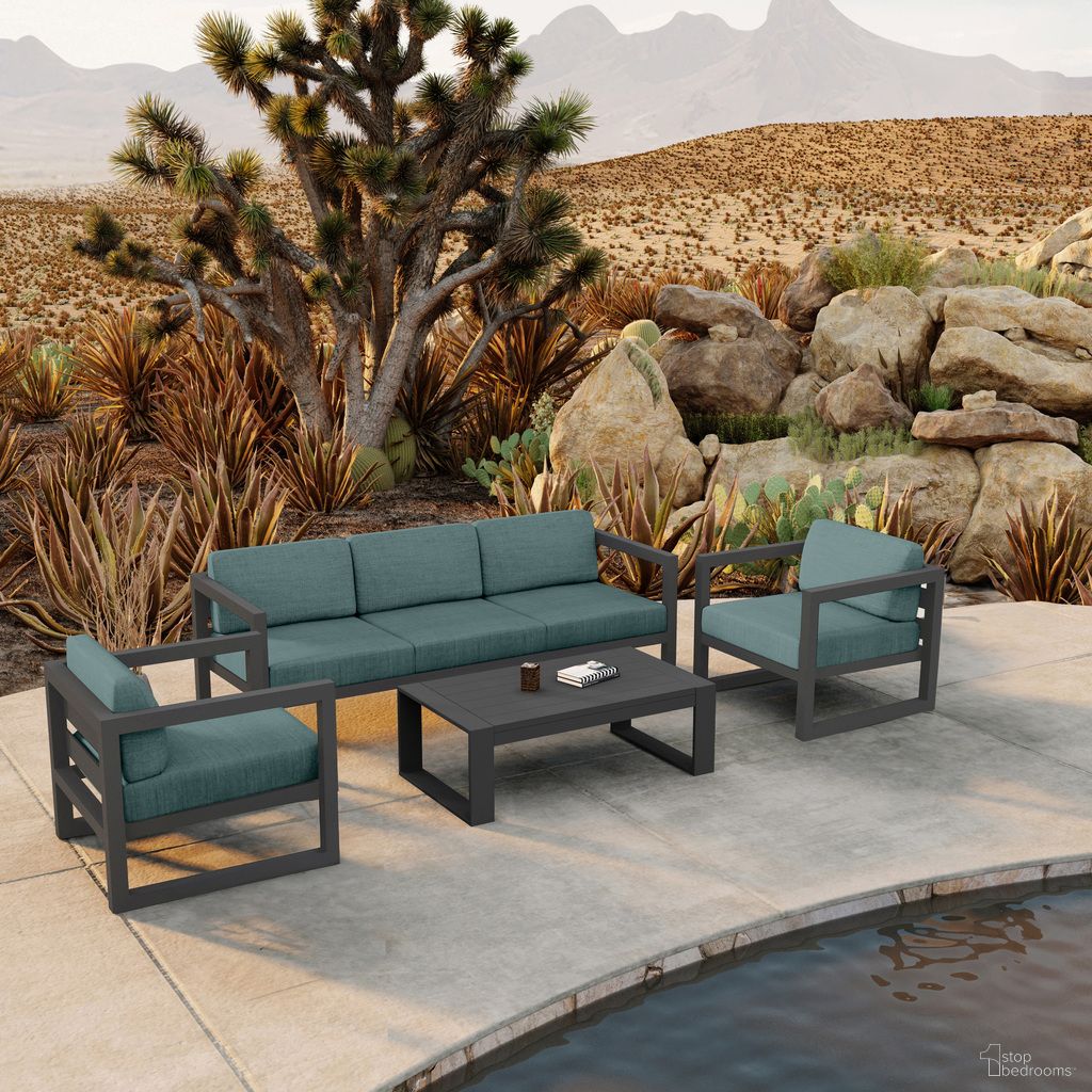The appearance of Avion 4 Piece Sofa Set In Cast Lagoon and Slate designed by Harmonia Living in the transitional interior design. This cast lagoon/slate piece of furniture was selected by 1StopBedrooms from Avion Collection to add a touch of cosiness and style into your home. Sku: AVN-SL-SET135-CL. Material: Aluminum.
