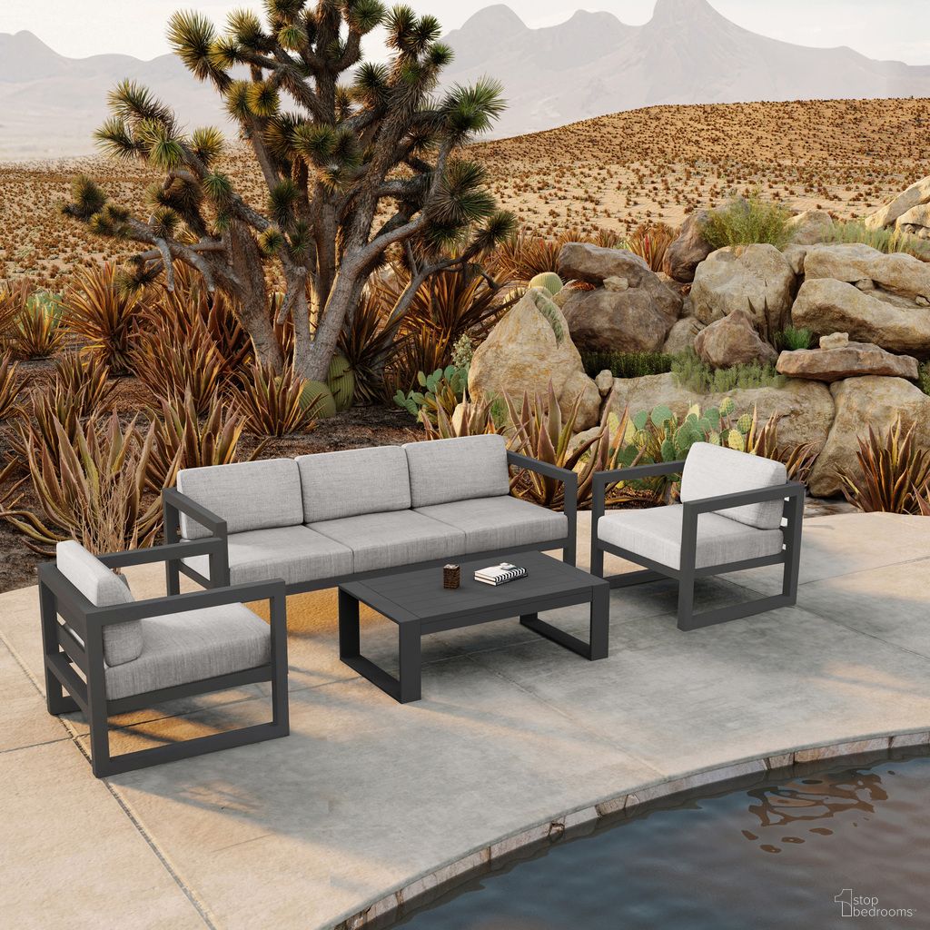 The appearance of Avion 4 Piece Sofa Set In Cast Silver and Slate designed by Harmonia Living in the transitional interior design. This cast silver/slate piece of furniture was selected by 1StopBedrooms from Avion Collection to add a touch of cosiness and style into your home. Sku: AVN-SL-SET135-CS. Material: Aluminum.