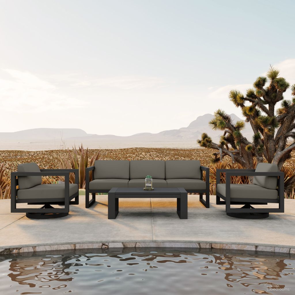 The appearance of Avion 4 Piece Sofa Set with Swivel In Canvas Charcoal and Slate designed by Harmonia Living in the transitional interior design. This canvas charcoal/slate piece of furniture was selected by 1StopBedrooms from Avion Collection to add a touch of cosiness and style into your home. Sku: AVN-SL-SET146-CC. Material: Aluminum.