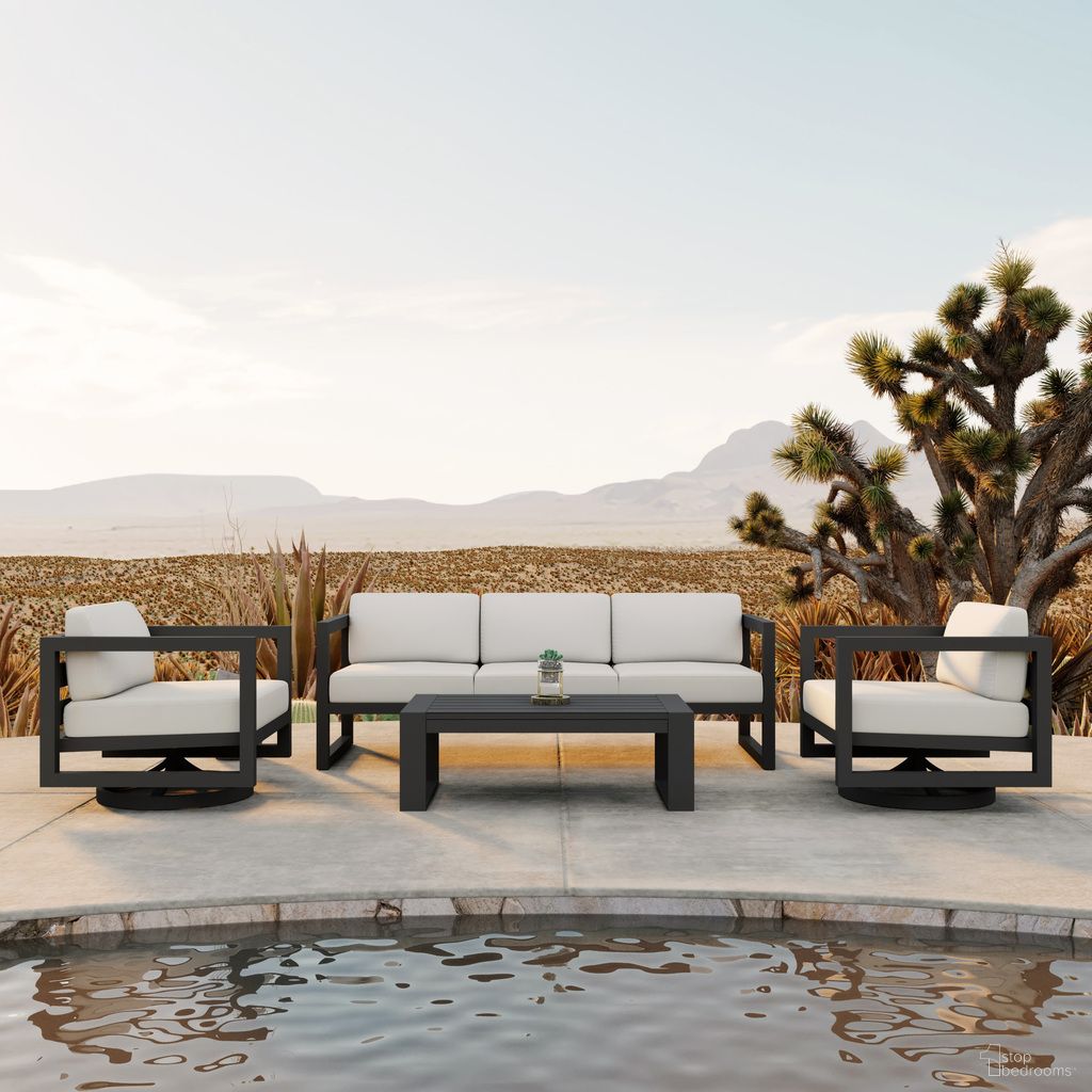 The appearance of Avion 4 Piece Sofa Set with Swivel In Canvas Natural and Slate designed by Harmonia Living in the transitional interior design. This canvas natural/slate piece of furniture was selected by 1StopBedrooms from Avion Collection to add a touch of cosiness and style into your home. Sku: AVN-SL-SET146-CN. Material: Aluminum.
