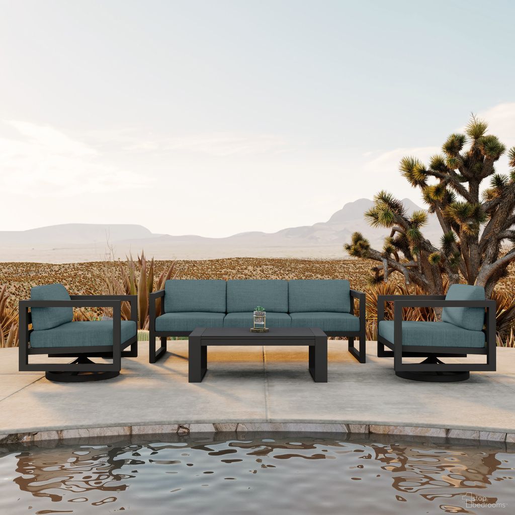 The appearance of Avion 4 Piece Sofa Set with Swivel In Cast Lagoon and Slate designed by Harmonia Living in the transitional interior design. This cast lagoon/slate piece of furniture was selected by 1StopBedrooms from Avion Collection to add a touch of cosiness and style into your home. Sku: AVN-SL-SET146-CL. Material: Aluminum.