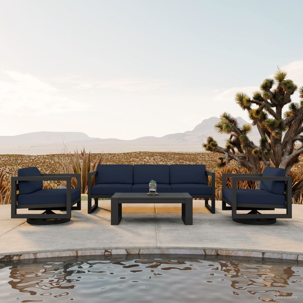 Avion 4 Piece Sofa Set with Swivel In Spectrum Indigo and Slate