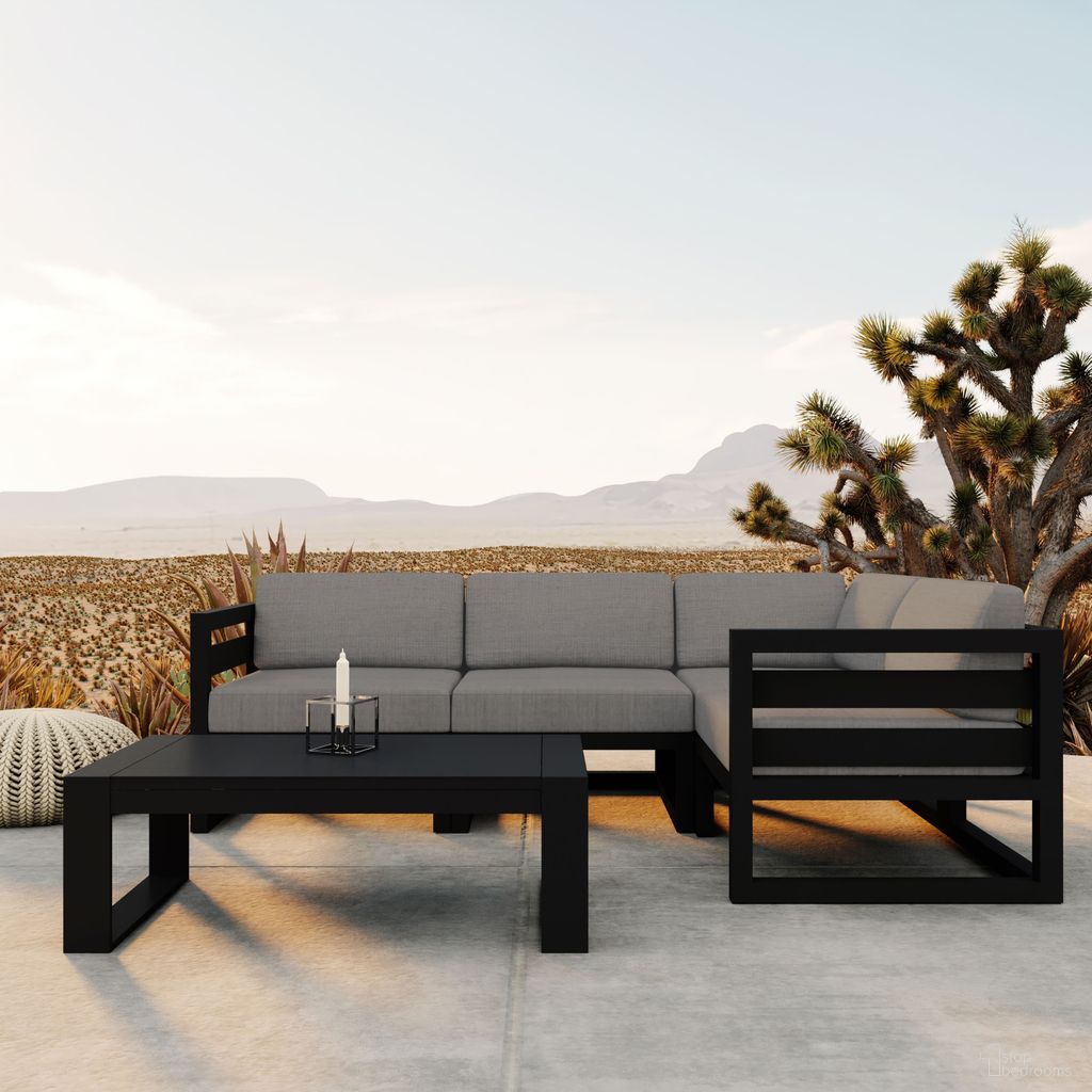 The appearance of Avion 5 Piece Sectional Set In Canvas Charcoal and Black designed by Harmonia Living in the transitional interior design. This canvas charcoal/black piece of furniture was selected by 1StopBedrooms from Avion Collection to add a touch of cosiness and style into your home. Sku: HL-AVN-BK-5SEC-CC. Material: Aluminum.