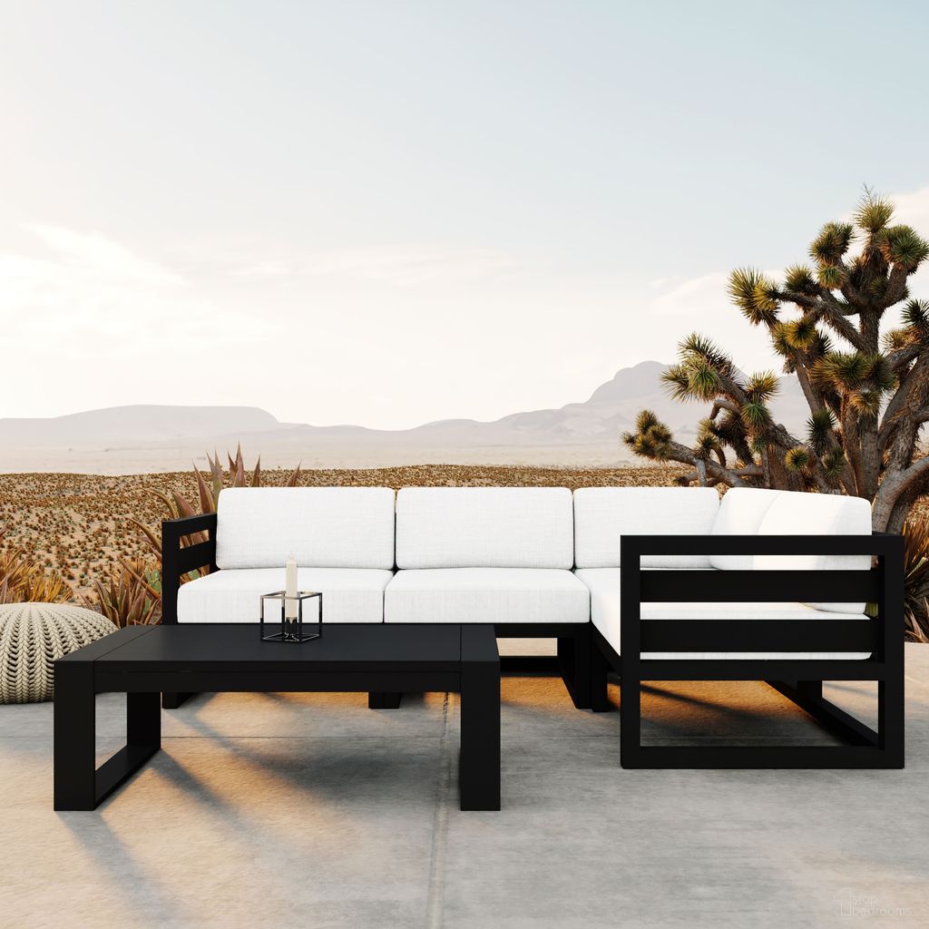 The appearance of Avion 5 Piece Sectional Set In Canvas Natural and Black designed by Harmonia Living in the transitional interior design. This canvas natural/black piece of furniture was selected by 1StopBedrooms from Avion Collection to add a touch of cosiness and style into your home. Sku: HL-AVN-BK-5SEC-CN. Material: Aluminum.