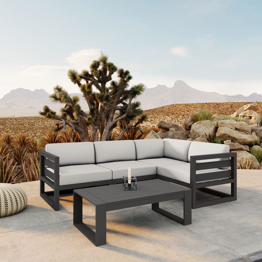 The appearance of Avion 5 Piece Sectional Set In Canvas Natural and Slate designed by Harmonia Living in the transitional interior design. This canvas natural/slate piece of furniture was selected by 1StopBedrooms from Avion Collection to add a touch of cosiness and style into your home. Sku: HL-AVN-SL-5SEC-CN. Material: Aluminum.