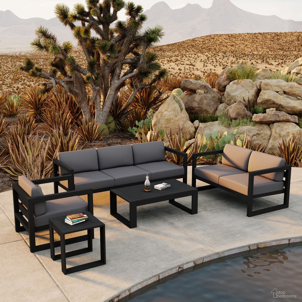 The appearance of Avion 5 Piece Sofa Set In Canvas Charcoal and Black designed by Harmonia Living in the transitional interior design. This canvas charcoal/black piece of furniture was selected by 1StopBedrooms from Avion Collection to add a touch of cosiness and style into your home. Sku: HL-AVN-BK-5SS-CC. Material: Aluminum.