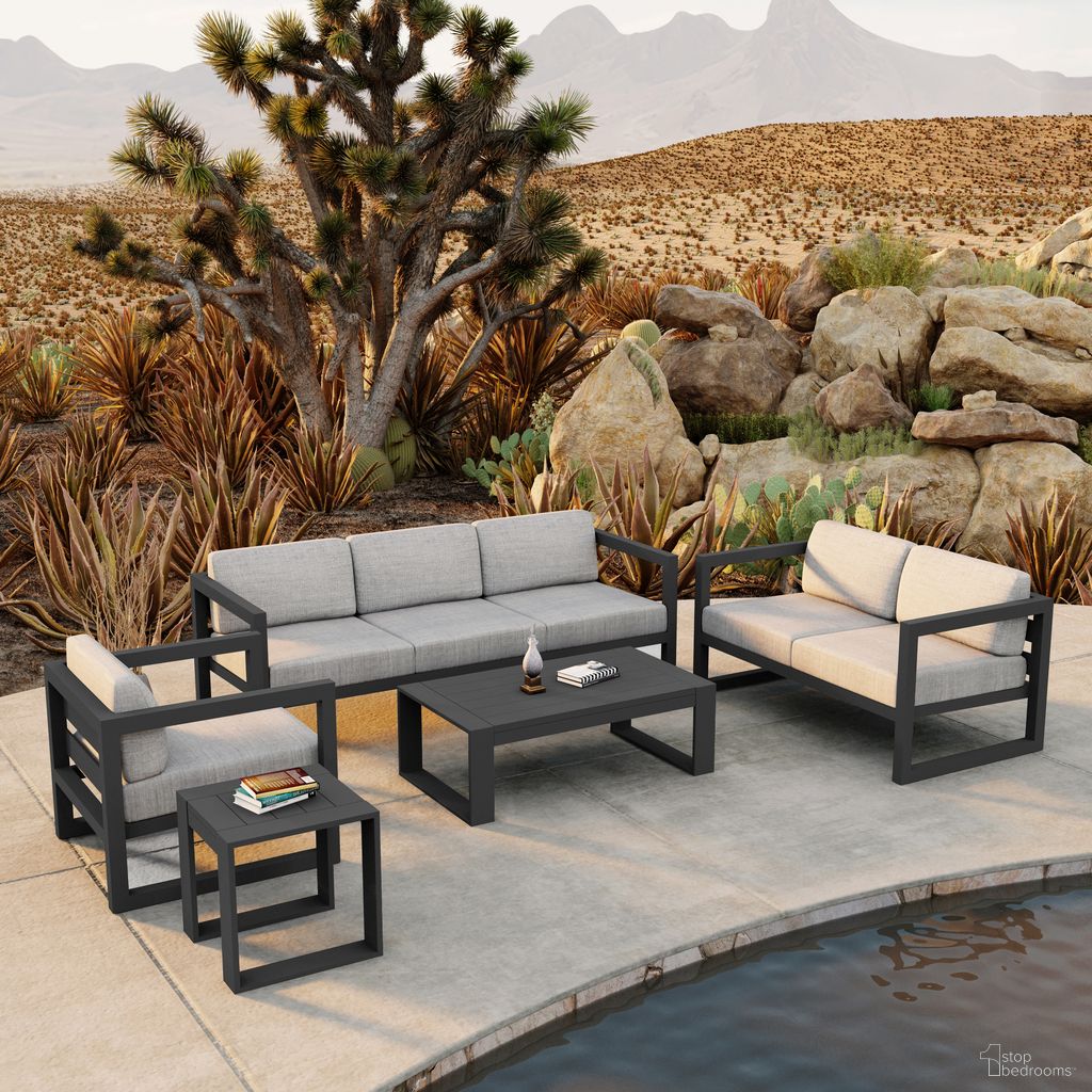 The appearance of Avion 5 Piece Sofa Set In Cast Silver and Slate designed by Harmonia Living in the transitional interior design. This cast silver/slate piece of furniture was selected by 1StopBedrooms from Avion Collection to add a touch of cosiness and style into your home. Sku: HL-AVN-SL-5SS-CS. Material: Aluminum.