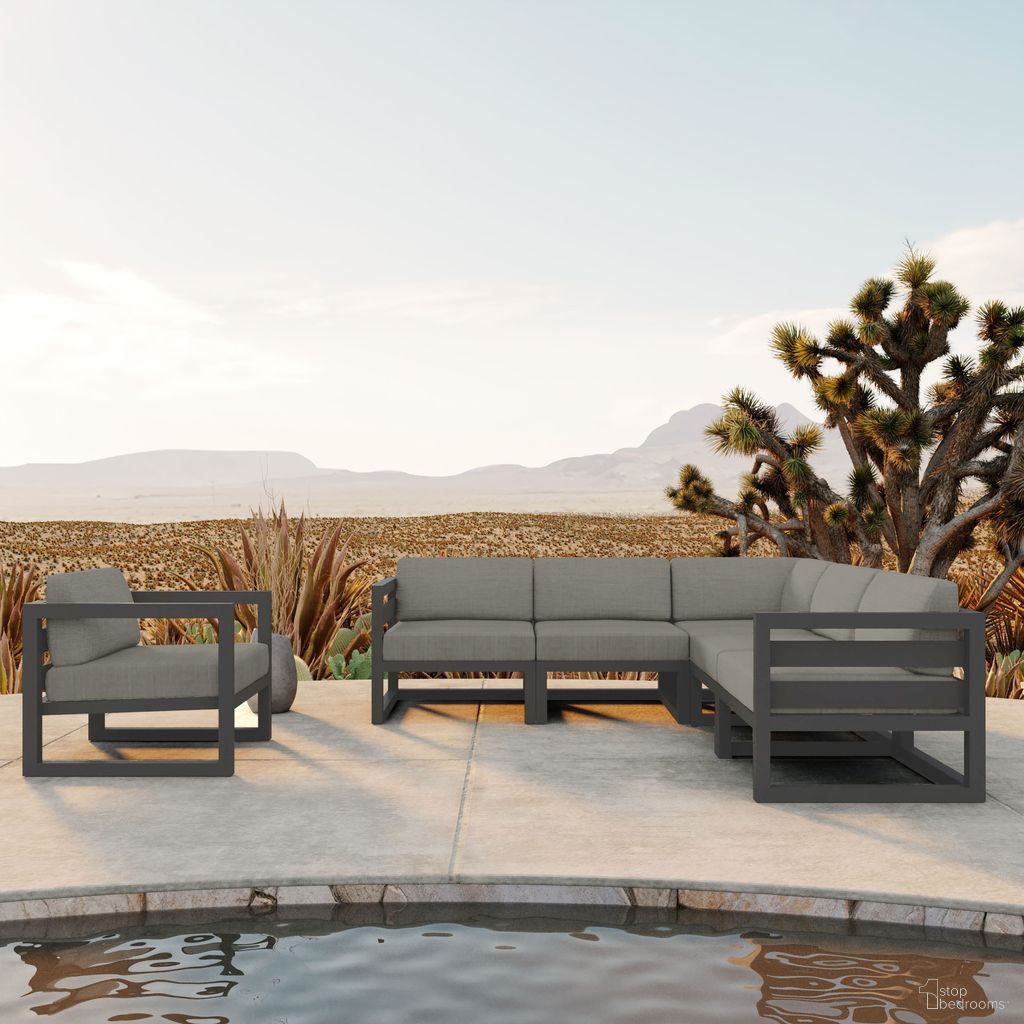 The appearance of Avion 6 Piece Sectional Set In Canvas Charcoal and Slate designed by Harmonia Living in the transitional interior design. This canvas charcoal/slate piece of furniture was selected by 1StopBedrooms from Avion Collection to add a touch of cosiness and style into your home. Sku: HL-AVN-SL-6SEC-CC. Material: Aluminum.