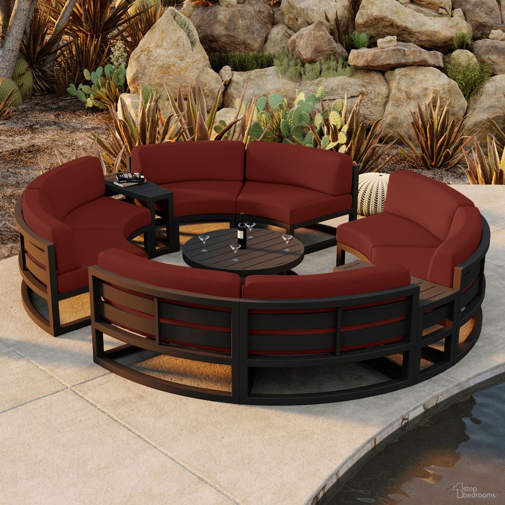 The appearance of Avion 7 Piece Curve Sectional Set In Canvas Henna and Black designed by Harmonia Living in the transitional interior design. This canvas henna/black piece of furniture was selected by 1StopBedrooms from Avion Collection to add a touch of cosiness and style into your home. Sku: HL-AVN-BK-7CSEC-HN. Material: Aluminum.