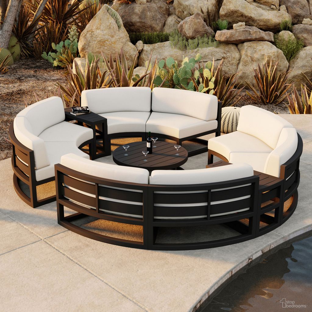 The appearance of Avion 7 Piece Curve Sectional Set In Canvas Natural and Black designed by Harmonia Living in the transitional interior design. This canvas natural/black piece of furniture was selected by 1StopBedrooms from Avion Collection to add a touch of cosiness and style into your home. Sku: HL-AVN-BK-7CSEC-CN. Material: Aluminum.