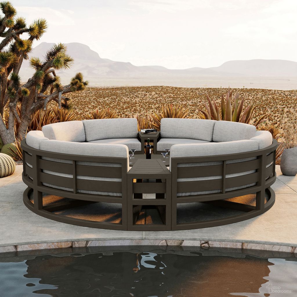 The appearance of Avion 7 Piece Curve Sectional Set In Cast Silver and Slate designed by Harmonia Living in the transitional interior design. This cast silver/slate piece of furniture was selected by 1StopBedrooms from Avion Collection to add a touch of cosiness and style into your home. Sku: HL-AVN-SL-7CSEC-CS. Material: Aluminum.