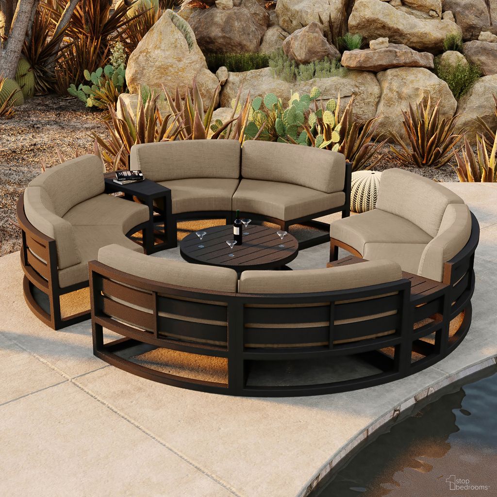 The appearance of Avion 7 Piece Curve Sectional Set In Heather Beige and Black designed by Harmonia Living in the transitional interior design. This heather beige/black piece of furniture was selected by 1StopBedrooms from Avion Collection to add a touch of cosiness and style into your home. Sku: HL-AVN-BK-7CSEC-HB. Material: Aluminum.