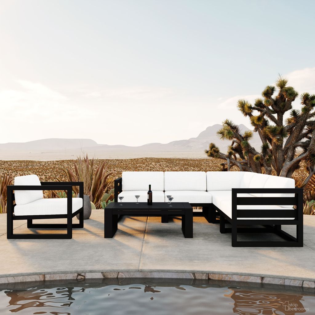 The appearance of Avion 7 Piece Sectional Set In Canvas Natural and Black designed by Harmonia Living in the transitional interior design. This canvas natural/black piece of furniture was selected by 1StopBedrooms from Avion Collection to add a touch of cosiness and style into your home. Sku: HL-AVN-BK-7SEC-CN. Material: Aluminum.