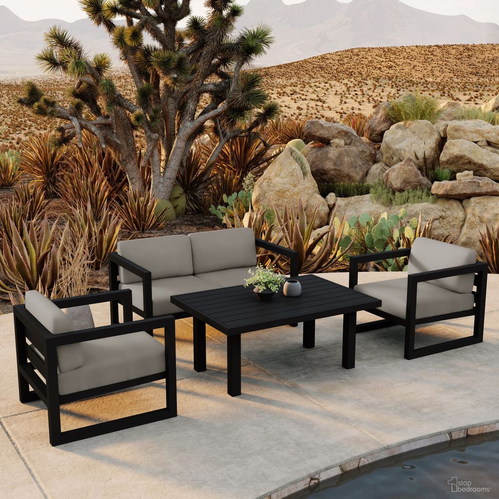The appearance of Avion Classic 4 Piece Loveseat Set In Canvas Charcoal and Black designed by Harmonia Living in the transitional interior design. This canvas charcoal/black piece of furniture was selected by 1StopBedrooms from Avion Collection to add a touch of cosiness and style into your home. Sku: AVN-BK-SET114-CC. Material: Aluminum.