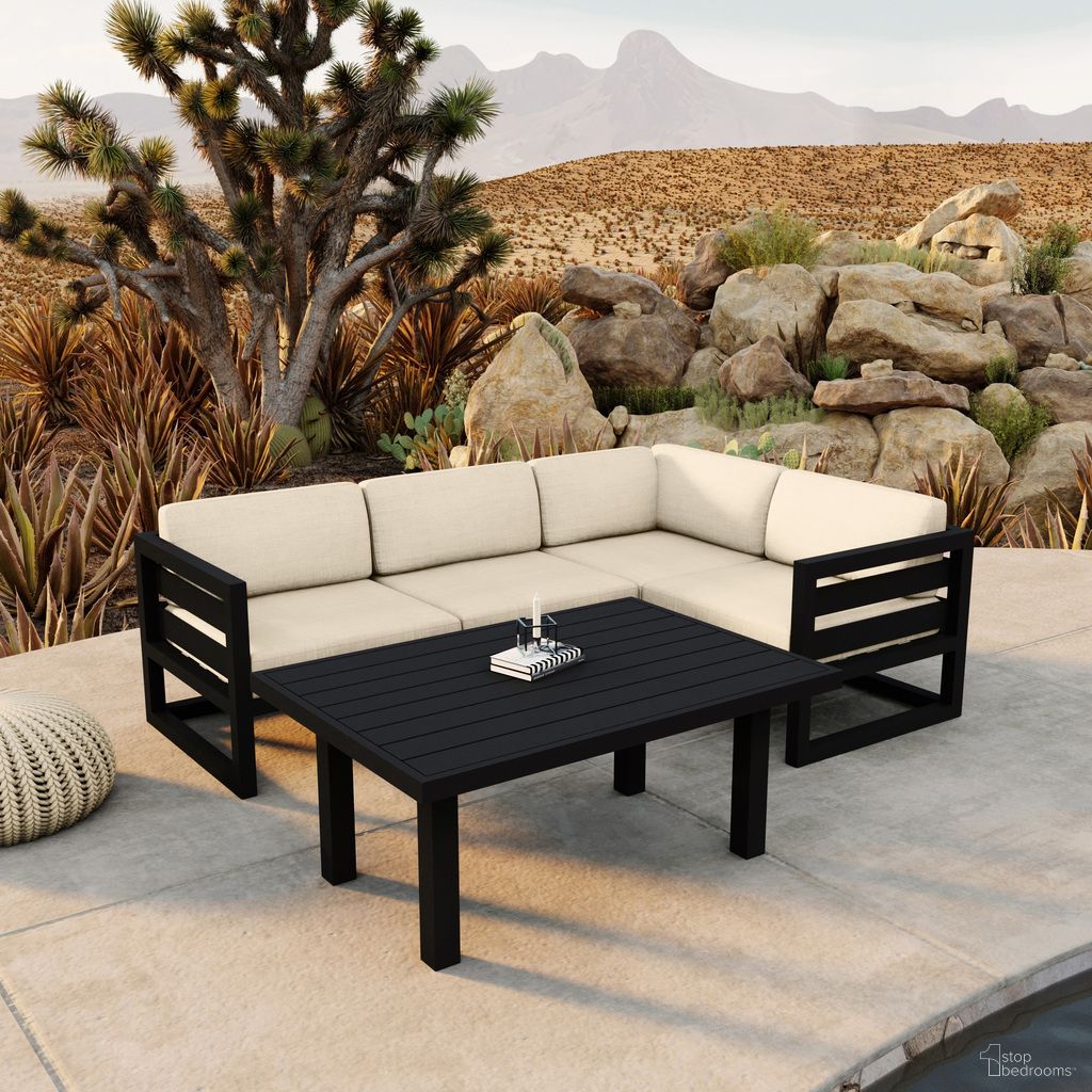 The appearance of Avion Classic 5 Piece Sectional Set In Canvas Flax and Black designed by Harmonia Living in the transitional interior design. This canvas flax/black piece of furniture was selected by 1StopBedrooms from Avion Collection to add a touch of cosiness and style into your home. Sku: AVN-BK-SET203-CF. Material: Aluminum.