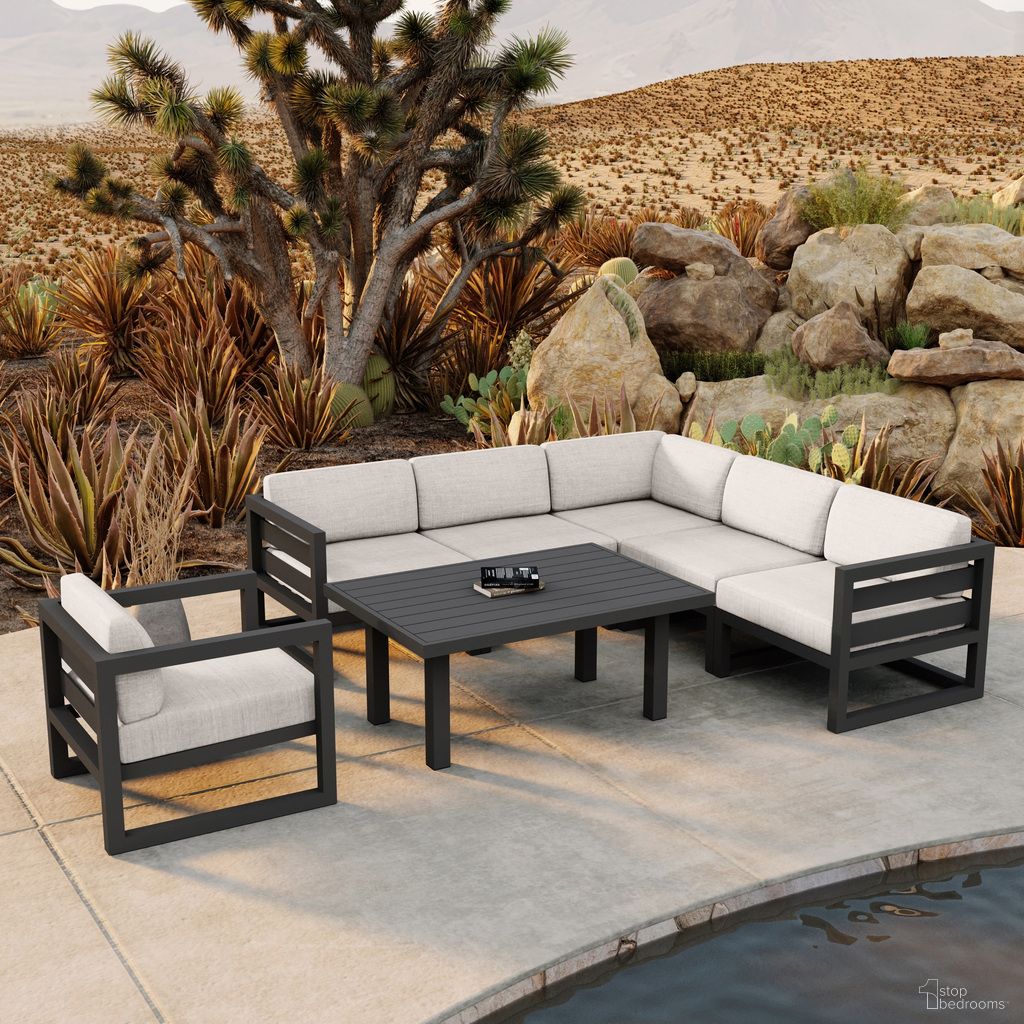 The appearance of Avion Classic 7 Piece Sectional Set In Cast Silver and Slate designed by Harmonia Living in the transitional interior design. This cast silver/slate piece of furniture was selected by 1StopBedrooms from Avion Collection to add a touch of cosiness and style into your home. Sku: AVN-SL-SET212-CS. Material: Aluminum.