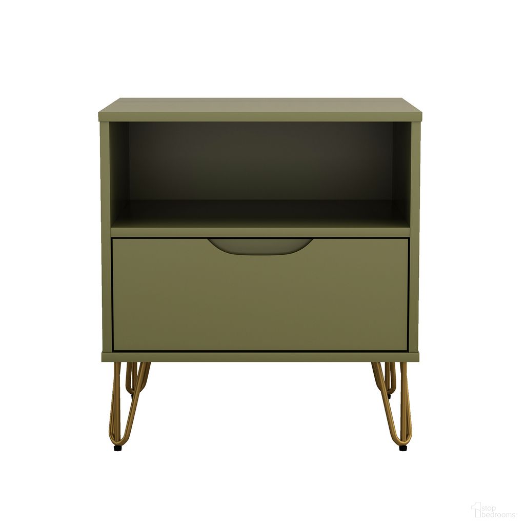 Avira 20 Inch 1-Drawer Nightstand In Olive Green