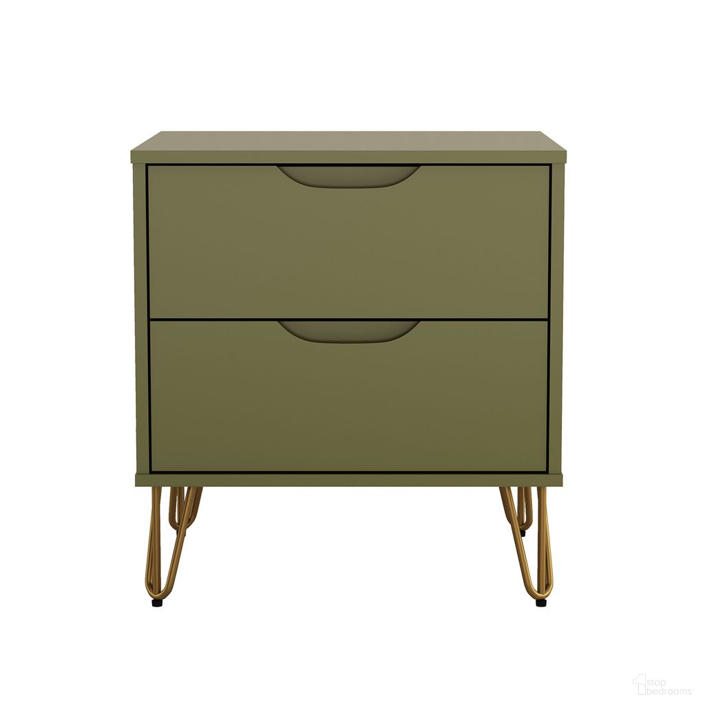 Avira 20 Inch 2-Drawer Nightstand In Olive Green