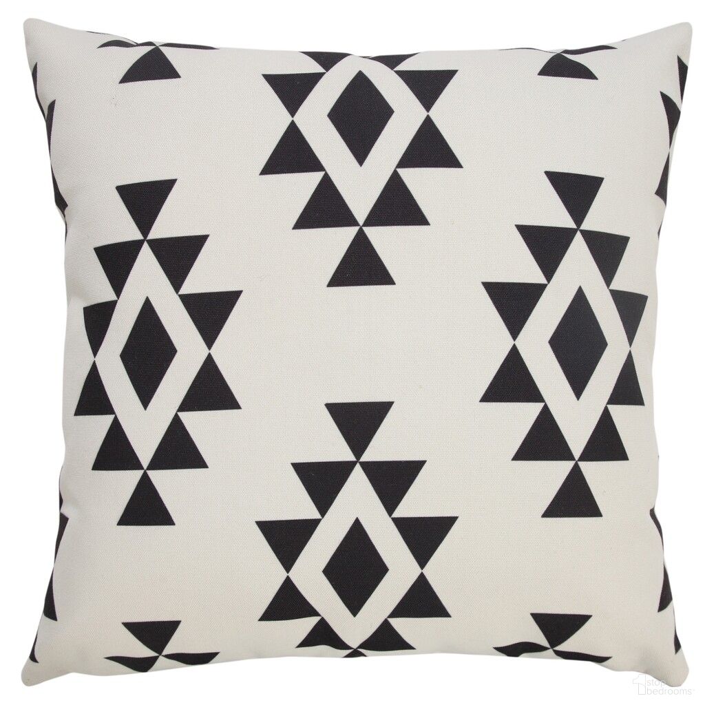 Avira 20" x 20" Feather Filled Geometric Indoor/Outdoor Throw Pillow In Off-White and Black