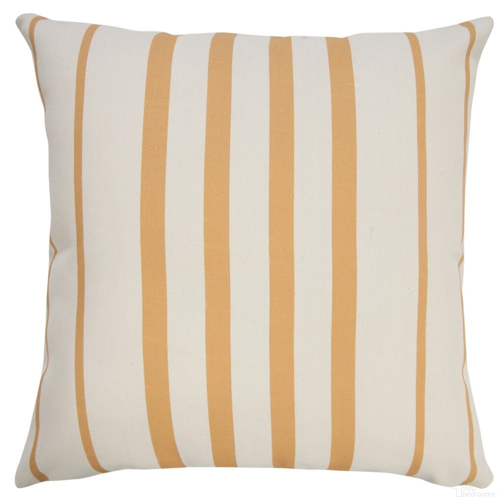 Avira 20" x 20" Feather Filled Sunshine Striped Indoor/Outdoor Throw Pillow In Yellow and Off-White