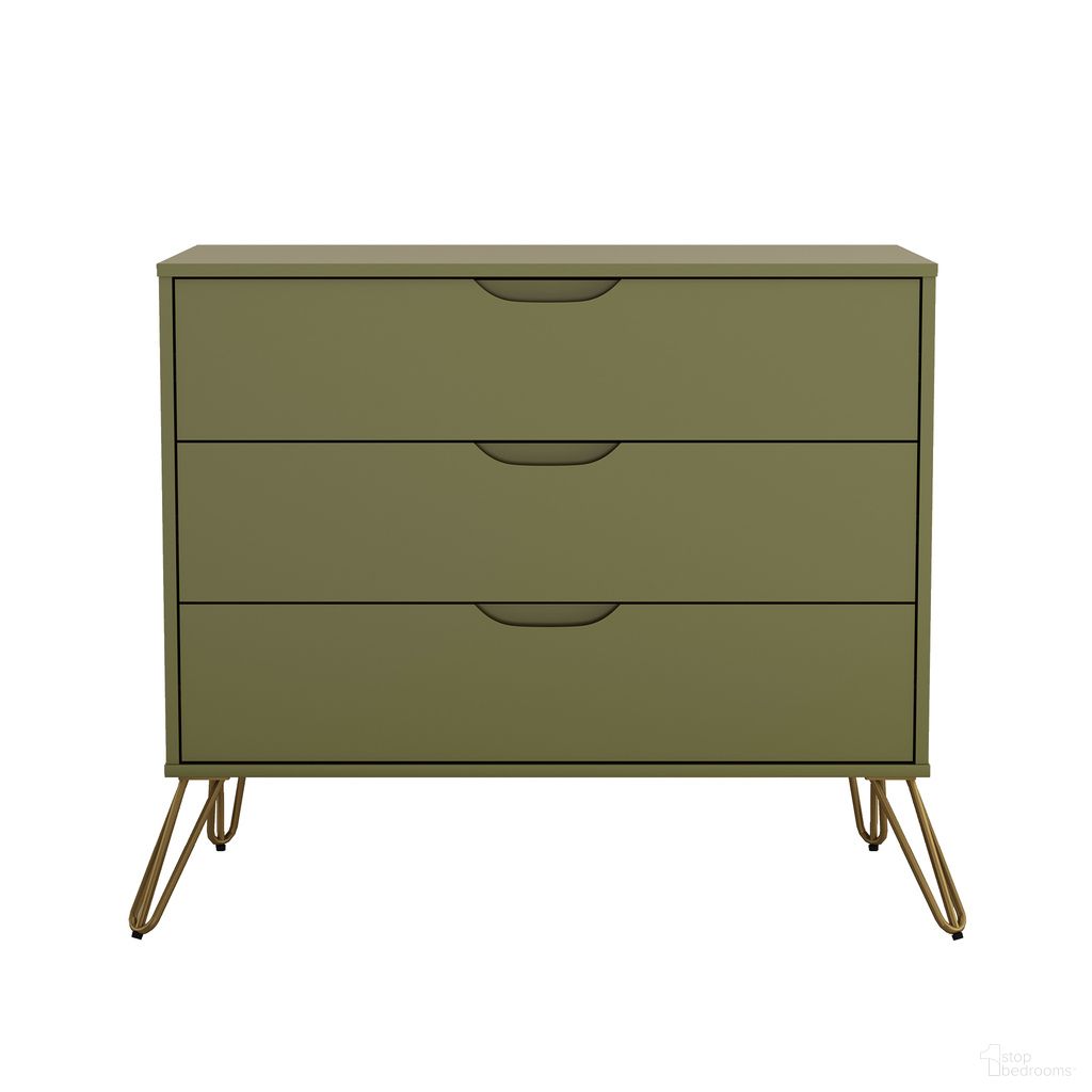 Avira 35 Inch 3-Drawer Dresser In Olive Green
