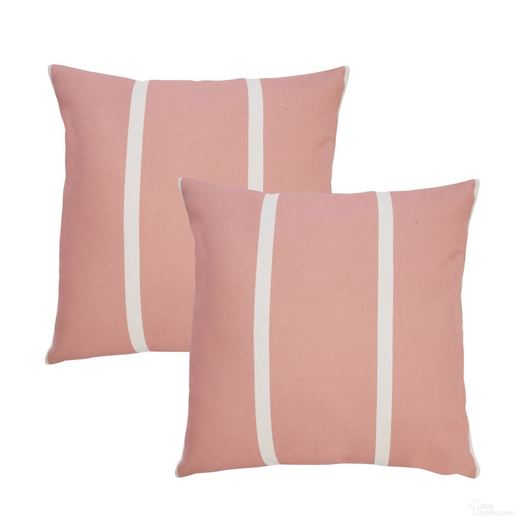 Avira Simple Double Stripe Indoor/Outdoor Throw Pillow Set of 2 In Off White and Pink