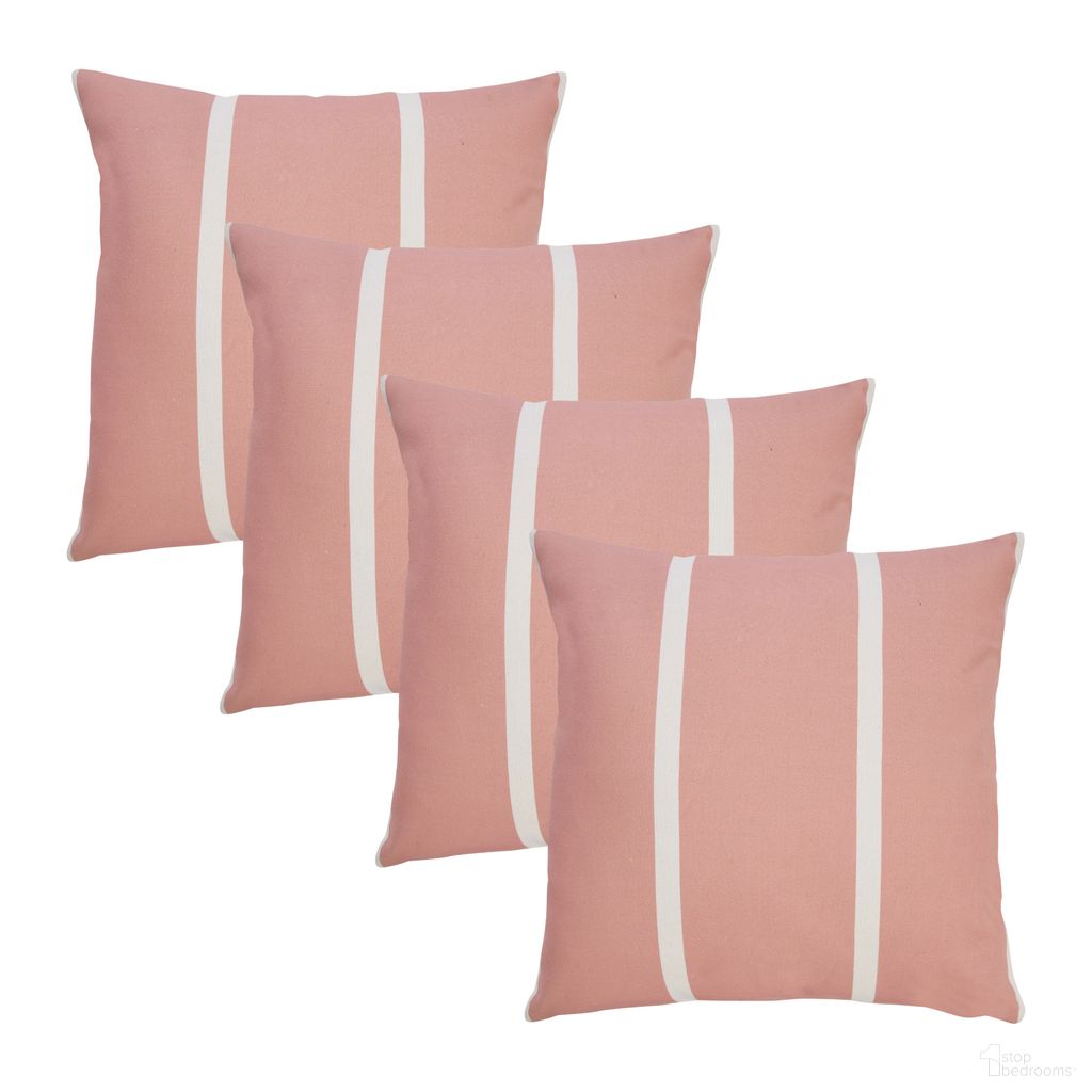 Avira Simple Double Stripe Indoor/Outdoor Throw Pillow Set of 4 In Off White and Pink