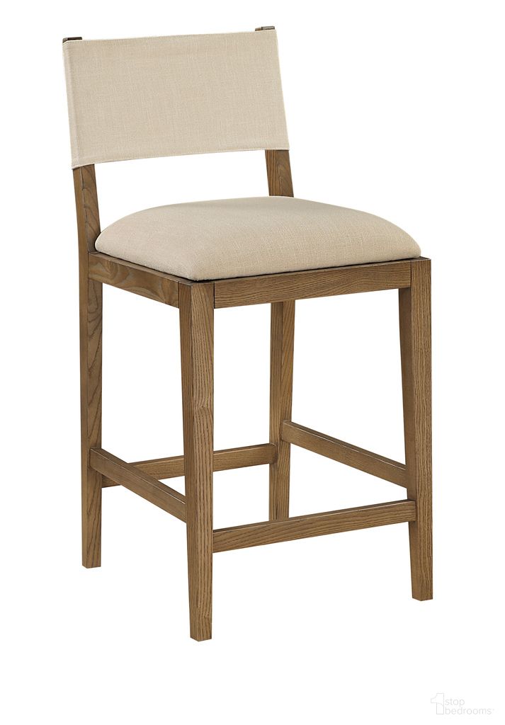 The appearance of Avon Linen Textured Performance Fabric Upholstered Counter Stool In Beige and Stained Walnut designed by Meridian in the modern / contemporary interior design. This beige/stained walnut piece of furniture was selected by 1StopBedrooms from Avon Collection to add a touch of cosiness and style into your home. Sku: 88015Beige-C. Material: Linen.