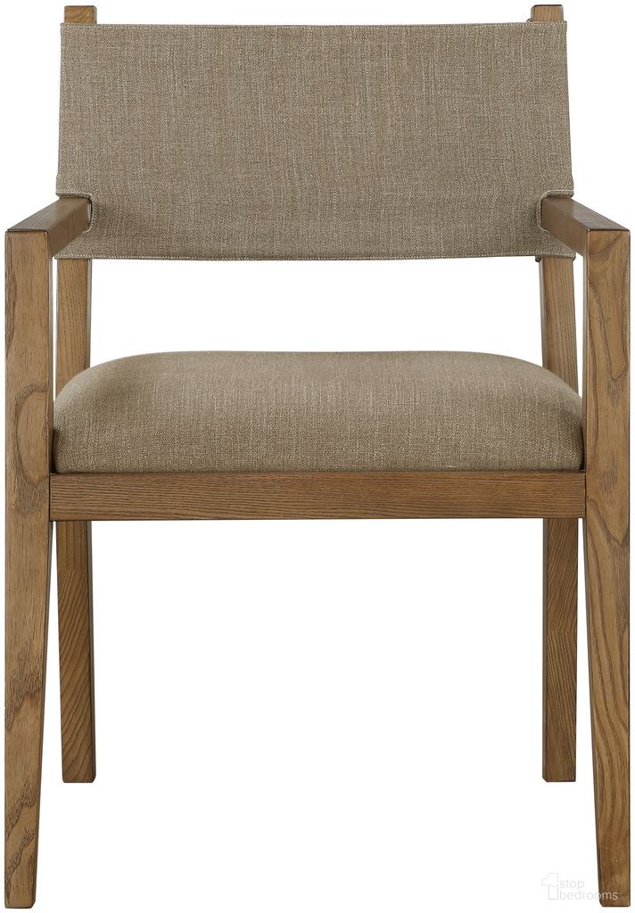 The appearance of Avon Linen Textured Performance Fabric Upholstered Dining Arm Chair In Brown and Stained Walnut designed by Meridian in the modern / contemporary interior design. This brown/stained walnut piece of furniture was selected by 1StopBedrooms from Avon Collection to add a touch of cosiness and style into your home. Sku: 88014Brown-AC. Material: Linen. Chair Type: Arm Chair.