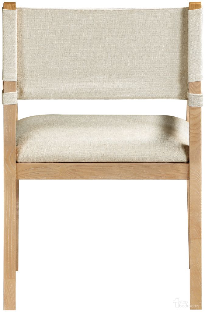 The appearance of Avon Linen Textured Performance Fabric Upholstered Dining Arm Chair In Cream and Stained Natural designed by Meridian in the modern / contemporary interior design. This cream/stained natural piece of furniture  was selected by 1StopBedrooms from Avon Collection to add a touch of cosiness and style into your home. Sku: 88011Cream-AC. Material: Linen. Chair Type: Arm Chair.