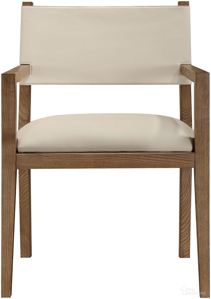 The appearance of Avon Vegan Leather Dining Arm Chair In Beige and Stained Walnut designed by Meridian in the modern / contemporary interior design. This beige/stained walnut piece of furniture was selected by 1StopBedrooms from Avon Collection to add a touch of cosiness and style into your home. Sku: 88018Beige-AC. Chair Type: Arm Chair. Material: Vegan Leather.