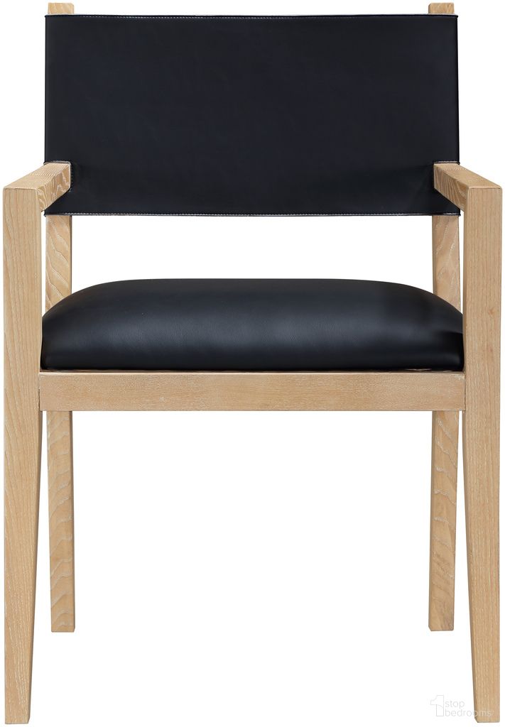 The appearance of Avon Vegan Leather Dining Arm Chair In Black and Stained Natural designed by Meridian in the modern / contemporary interior design. This black/stained natural piece of furniture was selected by 1StopBedrooms from Avon Collection to add a touch of cosiness and style into your home. Sku: 88016Black-AC. Chair Type: Arm Chair. Material: Vegan Leather.