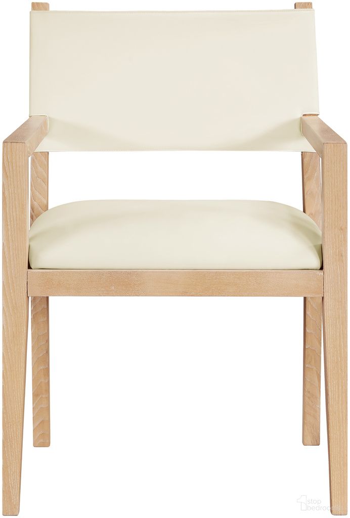 The appearance of Avon Vegan Leather Dining Arm Chair In Cream and Stained Natural designed by Meridian in the modern / contemporary interior design. This cream/stained natural piece of furniture was selected by 1StopBedrooms from Avon Collection to add a touch of cosiness and style into your home. Sku: 88016Cream-AC. Chair Type: Arm Chair. Material: Vegan Leather.