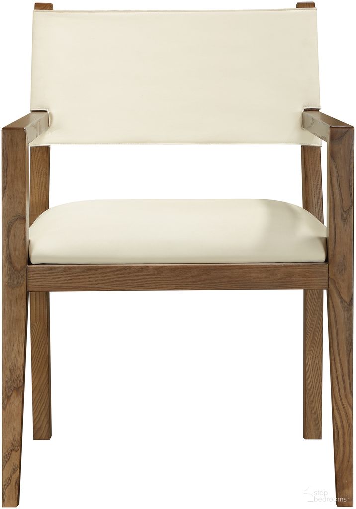 The appearance of Avon Vegan Leather Dining Arm Chair In Cream and Stained Walnut designed by Meridian in the modern / contemporary interior design. This cream/stained walnut piece of furniture was selected by 1StopBedrooms from Avon Collection to add a touch of cosiness and style into your home. Sku: 88018Cream-AC. Chair Type: Arm Chair. Material: Vegan Leather.