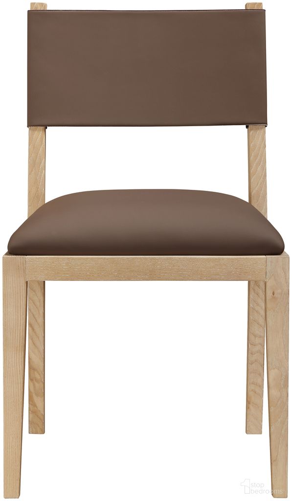 The appearance of Avon Vegan Leather Dining Side Chair Set of 2 In Brown and Stained Natural designed by Meridian in the modern / contemporary interior design. This brown/stained natural piece of furniture was selected by 1StopBedrooms from Avon Collection to add a touch of cosiness and style into your home. Sku: 88016Brown-SC. Material: Vegan Leather. Chair Type: Side Chair.