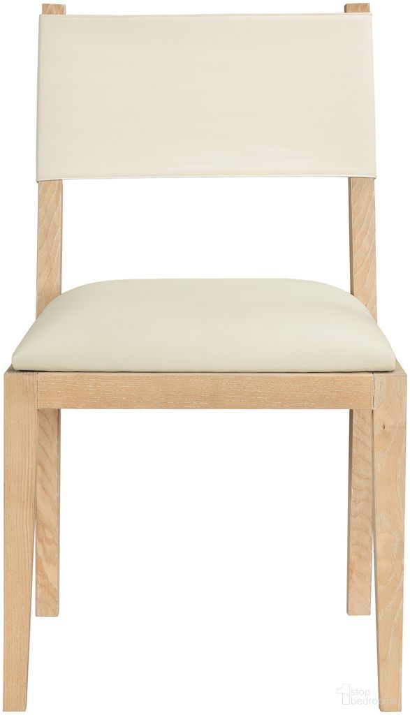 The appearance of Avon Vegan Leather Dining Side Chair Set of 2 In Cream and Stained Natural designed by Meridian in the modern / contemporary interior design. This cream/stained natural piece of furniture was selected by 1StopBedrooms from Avon Collection to add a touch of cosiness and style into your home. Sku: 88016Cream-SC. Material: Vegan Leather. Chair Type: Side Chair.